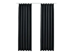 Cortinas opacas con ganchos 2 piezas 140x225 cm ES800383 Negro Sale