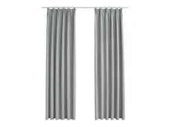 Cortinas opacas con ganchos 2 unidades 140x245 cm ES588868 Gris Sale
