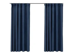 Clearance Cortinas opacas con ganchos look de lino 2 pzas 140x175 cm ES351106 Azul