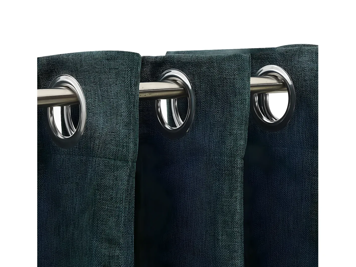 Clearance Cortinas opacas con ojales look de lino 2 pzas 140x175 cm ES325729 Verde