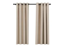 Cortinas opacas con ojales look de lino 2 pzas 140x175 cm ES864413 Beige Best