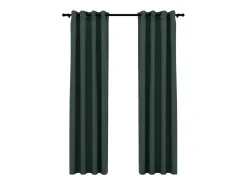 Hot Cortinas opacas con ojales look de lino 2 pzas 140x225 cm ES500414 Verde