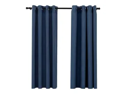 Ropa De Casa-Cortinas opacas con ojales look de lino 2 pzas 140x175 cm ES813762 Azul