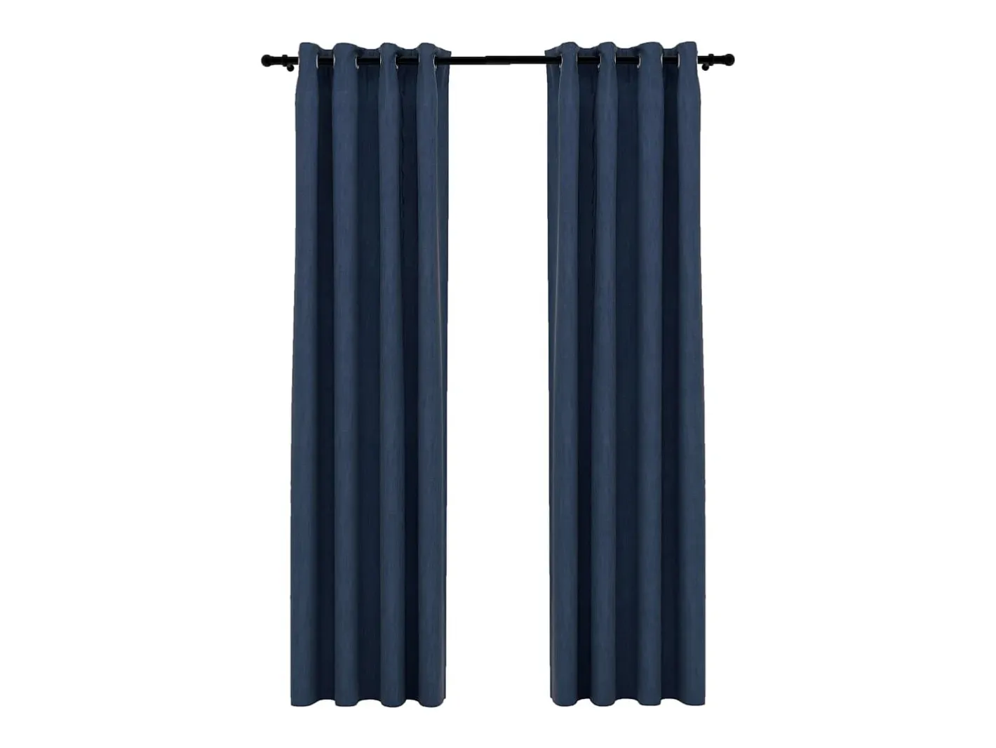 Cortinas opacas con ojales look de lino 2 pzas 140x225 cm ES170742 Azul New