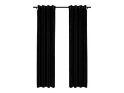 Cortinas opacas con ojales look de lino 2 pzas 140x245 cm ES380968 Negro
