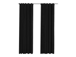Outlet Cortinas opacas ganchos look de lino 2 pzas antracita 140x245cm ES665743 Gris antracita