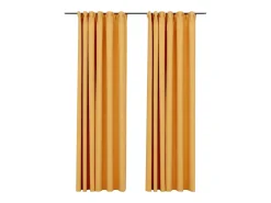 Ropa De Casa-Cortinas opacas ganchos look de lino 2 pzas 140x245 cm ES127416 Amarillo