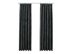 Hot Cortinas opacas y ganchos 2 uds terciopelo antracita 140x245 cm ES576395 Gris antracita