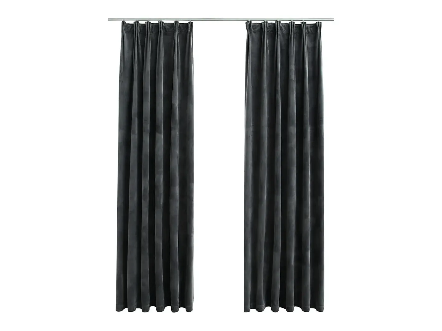 Outlet Cortinas opacas y ganchos 2 pzas terciopelo antracita 140x175cm ES957268 Gris antracita