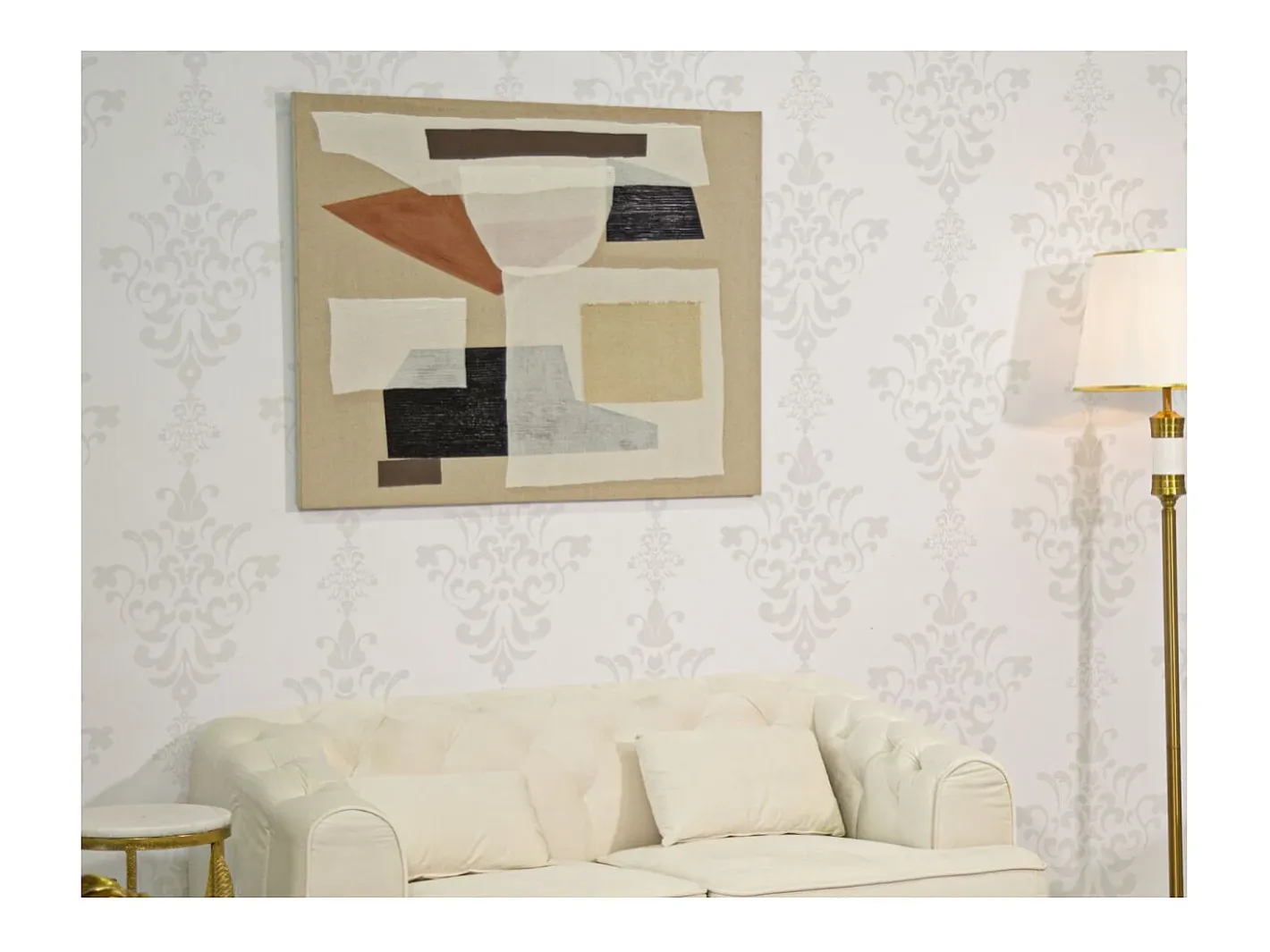 Cuadro abstracto pintado en lienzo estilo boho chic 100x80 cm Seyla Multicolor Outlet