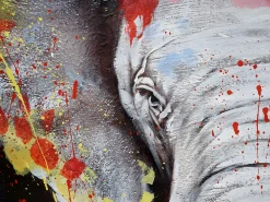 MCW Cuadro-Cuadro al óleo Elefante -H25 pintado a mano, 180x120cm Multicolor