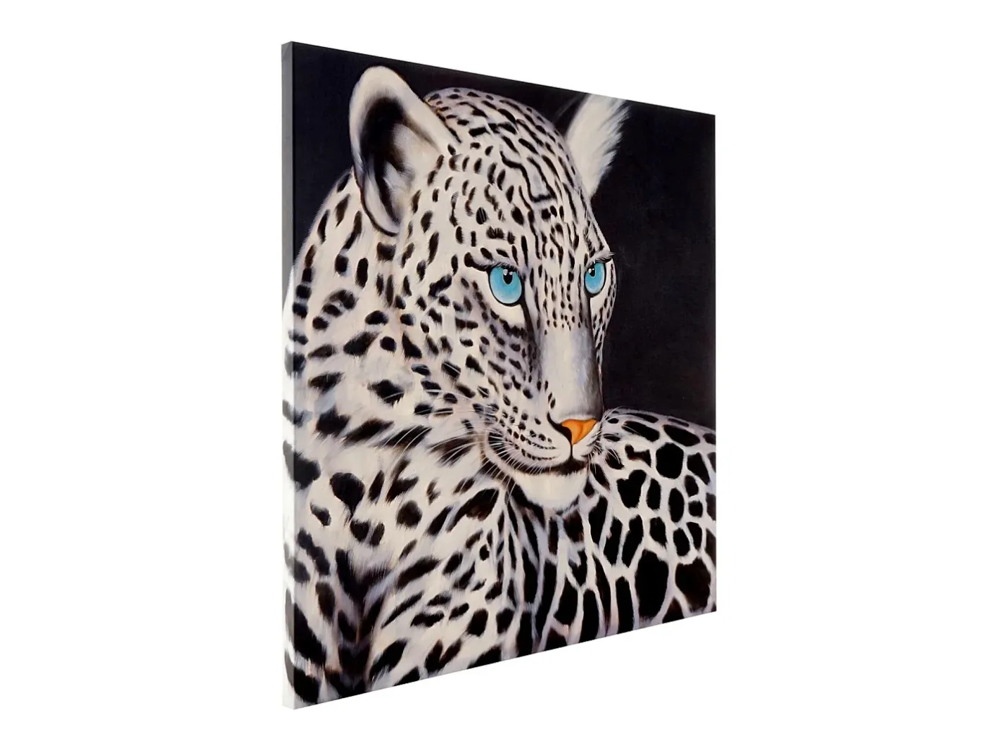 New MCW Cuadro al óleo Leopardo blanco pintado a mano Multicolor