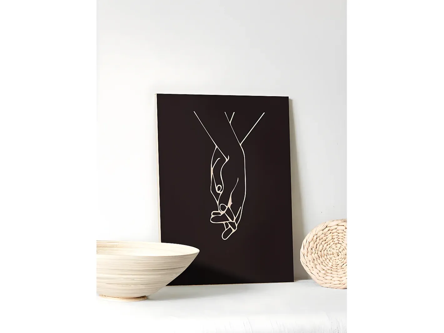 DECOWOOD Cuadro-Cuadro de madera Black Hands Negro