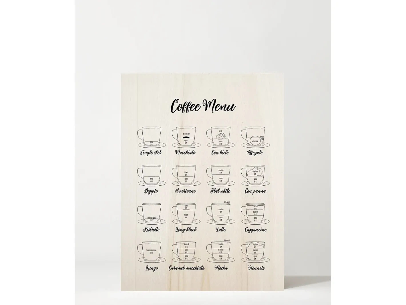 DECOWOOD Cuadro-Cuadro de madera Coffee Menu Multicolor