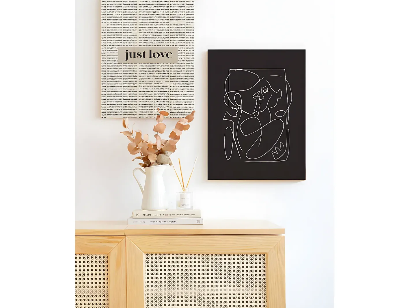 DECOWOOD Cuadro-Cuadro de madera Just Love Beige