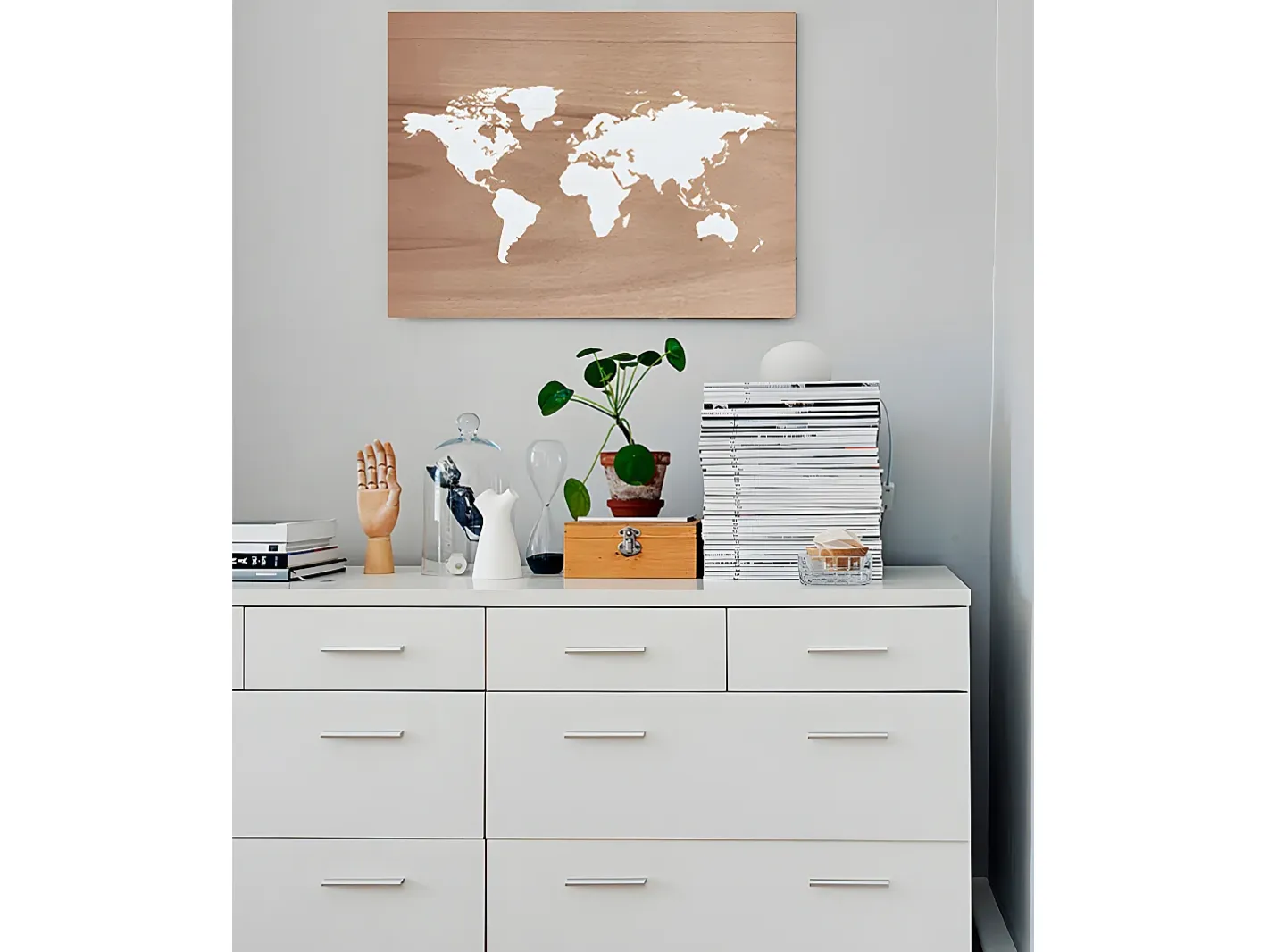 DECOWOOD Cuadro de madera Mapamundi envejecido Marru00f3n