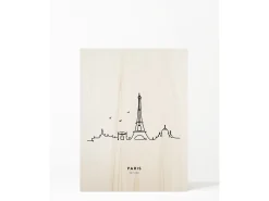 DECOWOOD Cuadro-Cuadro de madera Paris Skyline Multicolor