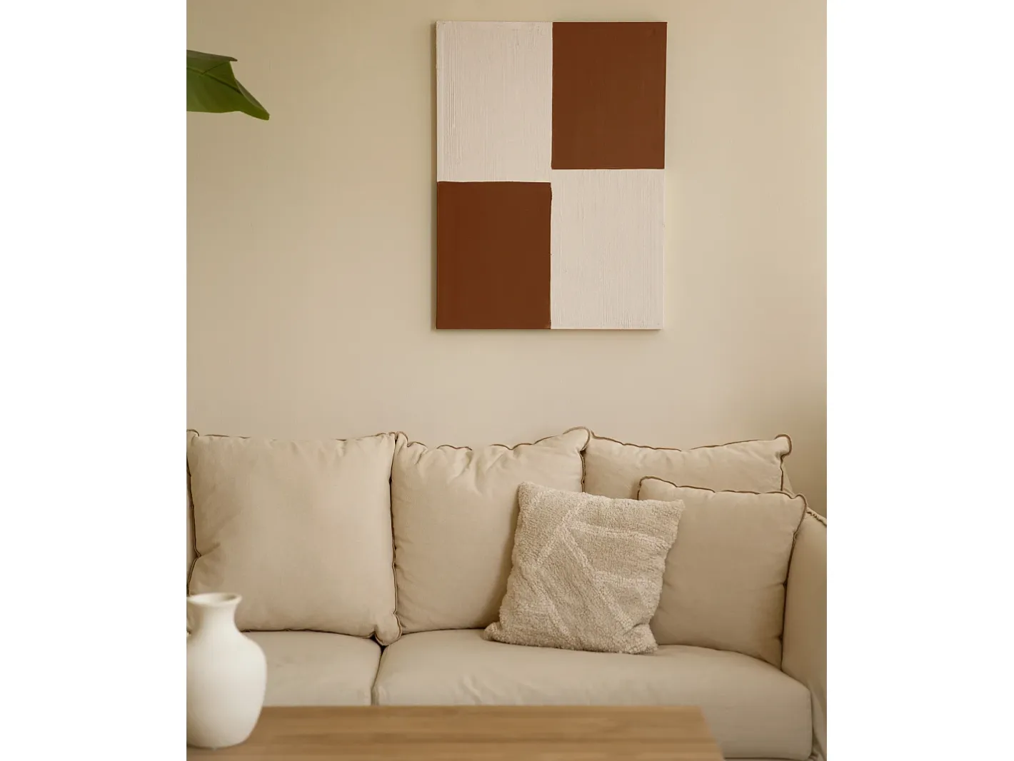 DECOWOOD Cuadro decorativo sobre lienzo de algodón con marco de madera marrón claro pintado artesanalmente con pintura al oleo de 60x80cm - PRISMA - Multicolor Sale
