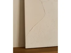 DECOWOOD Cuadro decorativo sobre lienzo de algodón con marco de madera blanco pintado artesanalmente con pintura al oleo de 80x100cm - LEO - Beige
