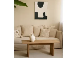 DECOWOOD Cuadro-Cuadro decorativo sobre lienzo de algodón con marco de madera blanco pintado artesanalmente con pintura al oleo de 60x80cm - VARO - Multicolor
