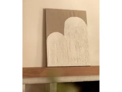 Hot DECOWOOD Cuadro decorativo sobre lienzo de lino con marco de madera marrón oscuro pintado artesanalmente con pintura al oleo de 100x150cm - MARLENE - Multicolor