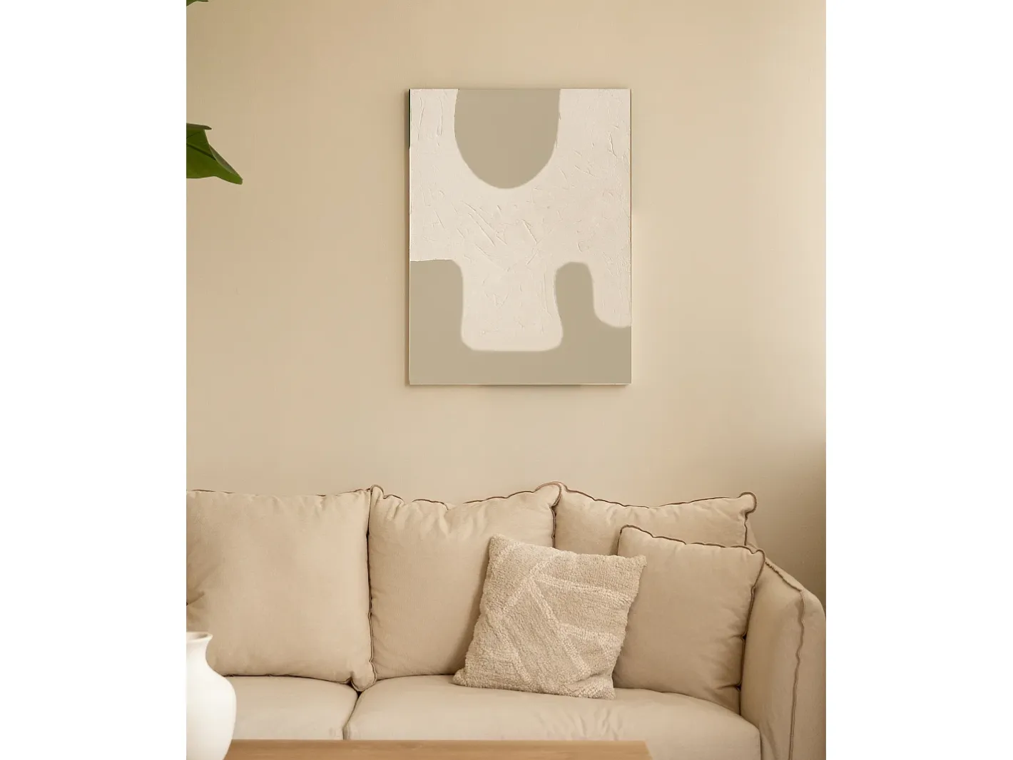 DECOWOOD Cuadro decorativo sobre lienzo de algodón con marco de madera negro pintado artesanalmente con pintura al oleo de 100x150cm - VARO - Multicolor