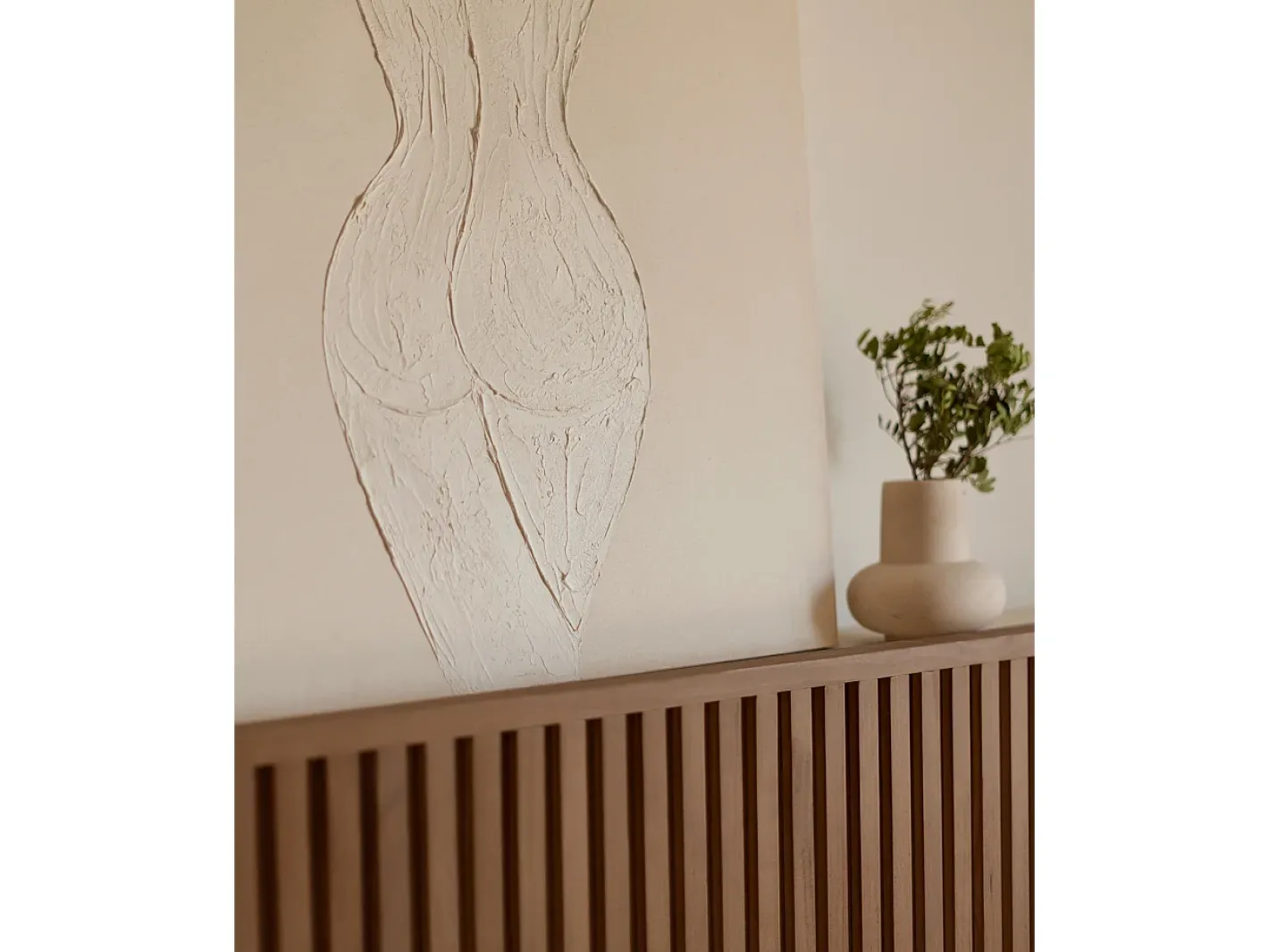 DECOWOOD Cuadro decorativo sobre lienzo de algodón con marco de madera marrón claro pintado artesanalmente con pintura al oleo de 100x150cm - LEO - Beige Outlet