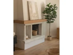 Sale DECOWOOD Cuadro decorativo sobre lienzo de algodón con marco de madera blanco pintado artesanalmente con pintura al oleo de 60x80cm - DEVA - Beige
