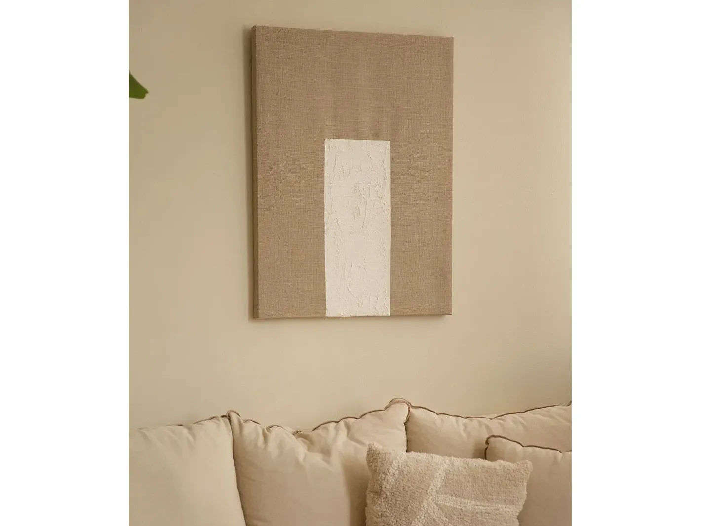 Clearance DECOWOOD Cuadro decorativo sobre lienzo de lino con marco de madera marrón claro pintado artesanalmente con pintura al oleo de 100x150cm - MAYA - Multicolor