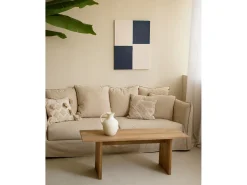 DECOWOOD Cuadro decorativo sobre lienzo de algodón con marco de madera blanco pintado artesanalmente con pintura al oleo de 80x100cm - PRISMA - Multicolor New