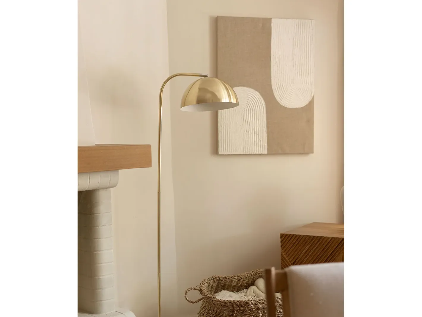 DECOWOOD Cuadro decorativo sobre lienzo de lino con marco de madera marrón claro pintado artesanalmente con pintura al oleo de 100x150cm - NIKI - Multicolor Sale