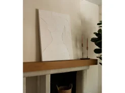 DECOWOOD Cuadro decorativo sobre lienzo de algodón con marco de madera marrón claro pintado artesanalmente con pintura al oleo de 80x100cm - GALA - Beige Discount