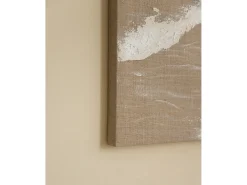 Outlet DECOWOOD Cuadro decorativo sobre lienzo de lino con marco de madera blanco pintado artesanalmente con pintura al oleo de 100x150cm - ADRIANA - Multicolor