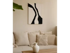 DECOWOOD Cuadro decorativo sobre lienzo de algodón con marco de madera blanco pintado artesanalmente con pintura al oleo de 80x100cm - KUSAMA - Multicolor Discount