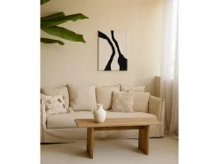 DECOWOOD Cuadro decorativo sobre lienzo de algodón con marco de madera blanco pintado artesanalmente con pintura al oleo de 80x100cm - KUSAMA - Multicolor Discount