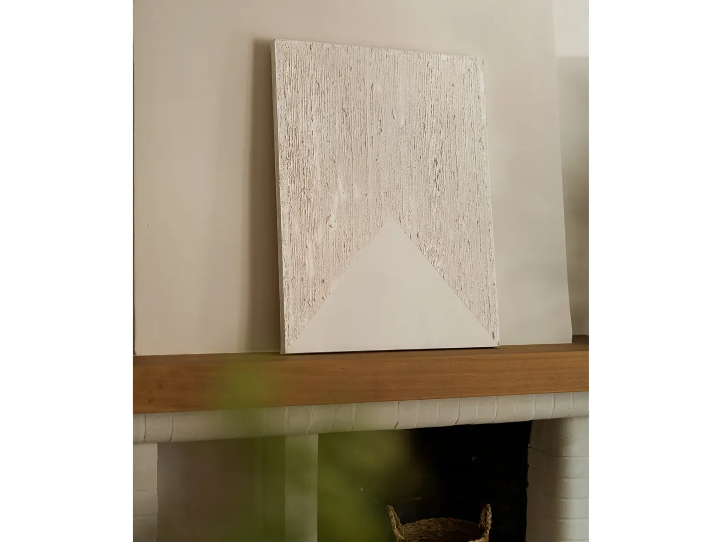 DECOWOOD Cuadro decorativo sobre lienzo de algodón con marco de madera marrón oscuro pintado artesanalmente con pintura al oleo de 100x150cm - ADRIANA - Beige