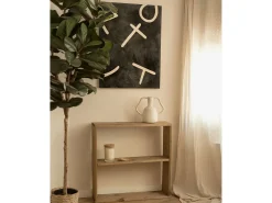 Clearance DECOWOOD Cuadro decorativo sobre lienzo de algodón con marco de madera blanco pintado artesanalmente con pintura al oleo de 60x80cm - SILVANA - Multicolor