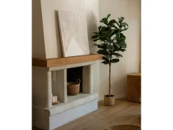 DECOWOOD Cuadro decorativo sobre lienzo de algodón con marco de madera marrón claro pintado artesanalmente con pintura al oleo de 60x80cm - ADRIANA - Beige Online