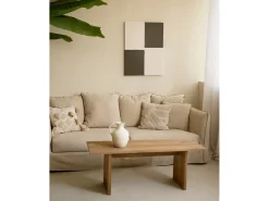 Sale DECOWOOD Cuadro decorativo sobre lienzo de algodón con marco de madera marrón oscuro pintado artesanalmente con pintura al oleo de 80x100cm - PRISMA - Multicolor