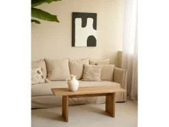 Clearance DECOWOOD Cuadro decorativo sobre lienzo de algodón con marco de madera marrón oscuro pintado artesanalmente con pintura al oleo de 60x80cm - KIKA - Multicolor