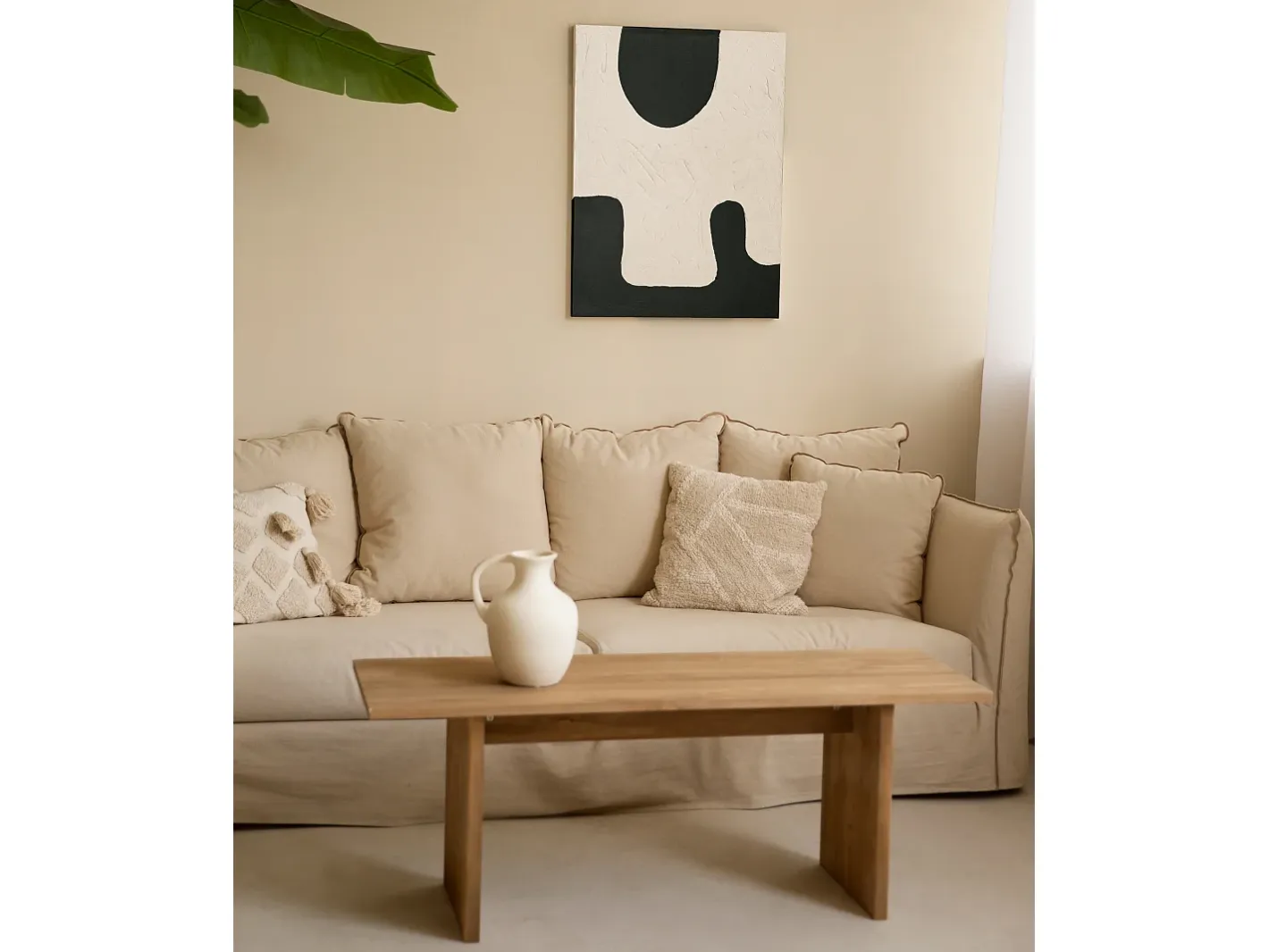 Discount DECOWOOD Cuadro decorativo sobre lienzo de algodón con marco de madera negro pintado artesanalmente con pintura al oleo de 100x150cm - VARO - Multicolor