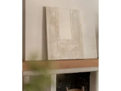 Online DECOWOOD Cuadro decorativo sobre lienzo de algodón con marco de madera blanco pintado artesanalmente con pintura al oleo de 100x150cm - DEVA - Beige