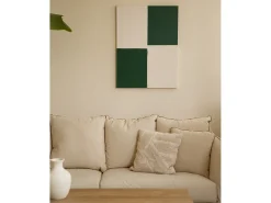 Clearance DECOWOOD Cuadro decorativo sobre lienzo de algodón con marco de madera marrón oscuro pintado artesanalmente con pintura al oleo de 80x100cm - PRISMA - Multicolor