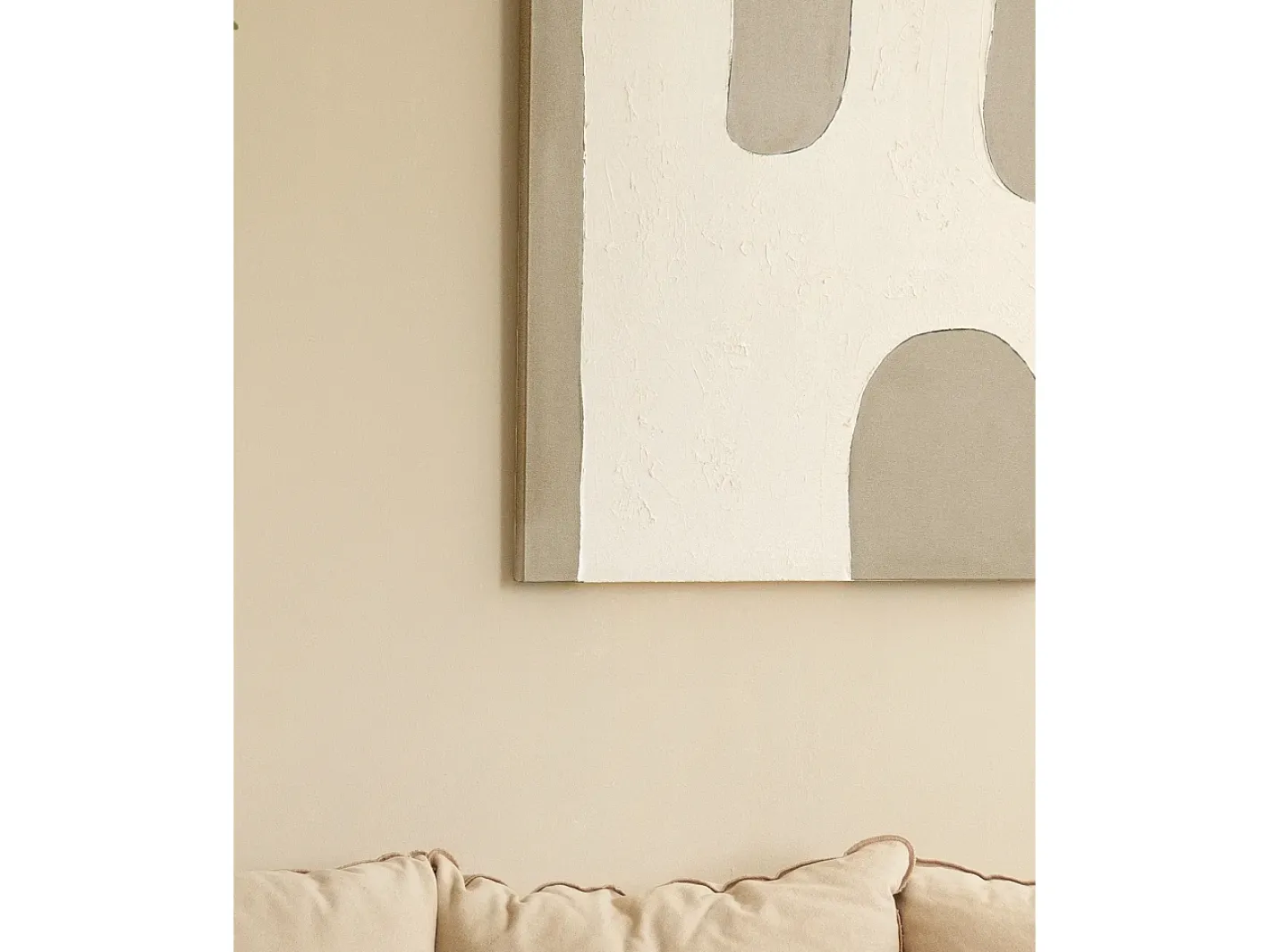 DECOWOOD Cuadro decorativo sobre lienzo de algodón con marco de madera marrón claro pintado artesanalmente con pintura al oleo de 100x150cm - KIKA - Multicolor New