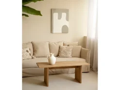 DECOWOOD Cuadro decorativo sobre lienzo de algodón con marco de madera marrón claro pintado artesanalmente con pintura al oleo de 100x150cm - KIKA - Multicolor New