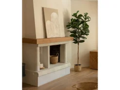 Discount DECOWOOD Cuadro decorativo sobre lienzo de lino con marco de madera negro pintado artesanalmente con pintura al oleo de 100x150cm - MARLENE - Multicolor