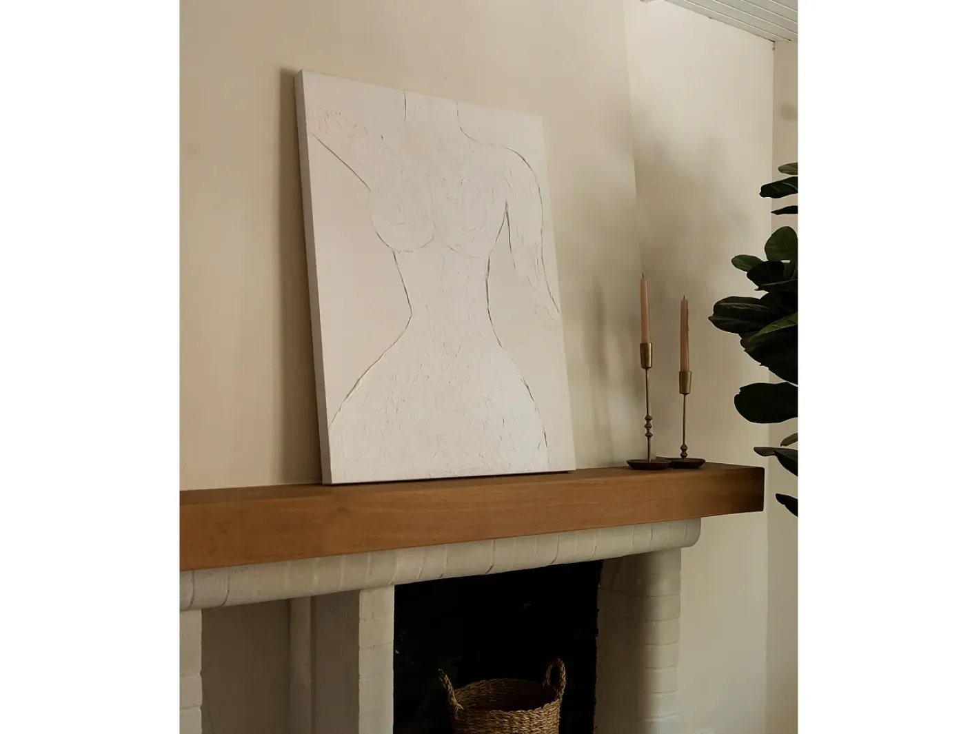 DECOWOOD Cuadro decorativo sobre lienzo de algodón pintado artesanalmente con pintura al oleo sin marco de 60x80cm - LEO - Beige Online