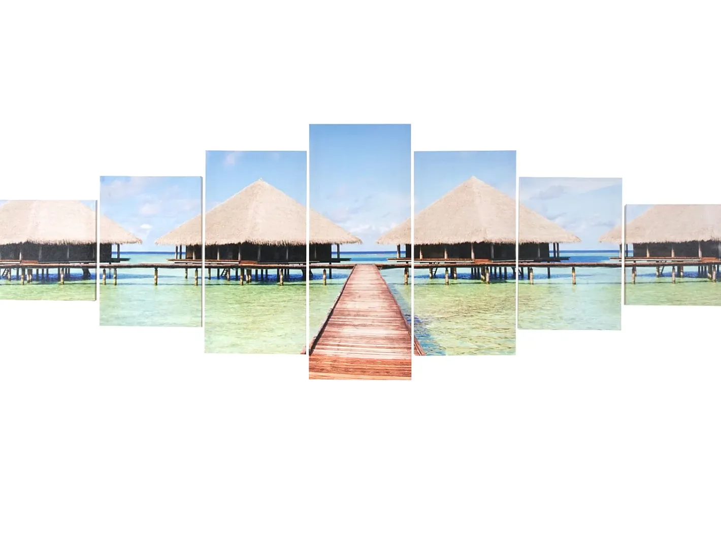 MCW Cuadro en lienzo H375 XL Pavo real (7 unid.), Playa Multicolor Clearance