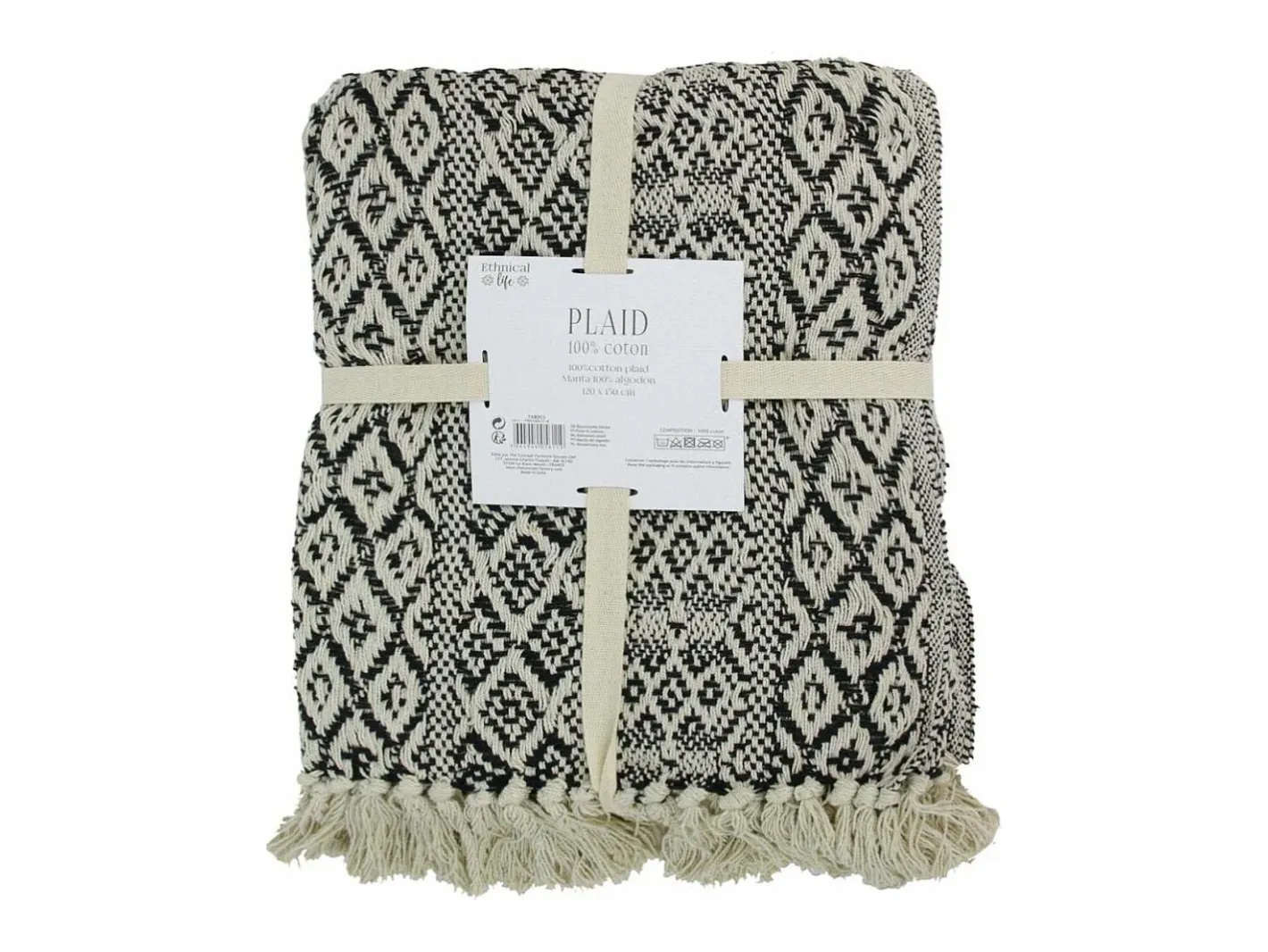 New The Home Deco Factory Cuadros étnicos con flecos 120 x 150 cm Blanco