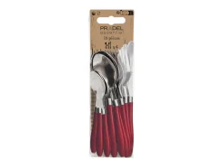 Cubierto-Cubertería 16 piezas Regaliz - Acero Inoxidable - Pradel Essentiel® Rojo
